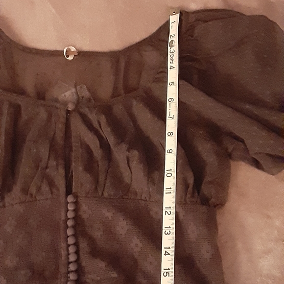 Free People Lace Crop Top w/ Puffy Sleeves - Picture 9 of 11